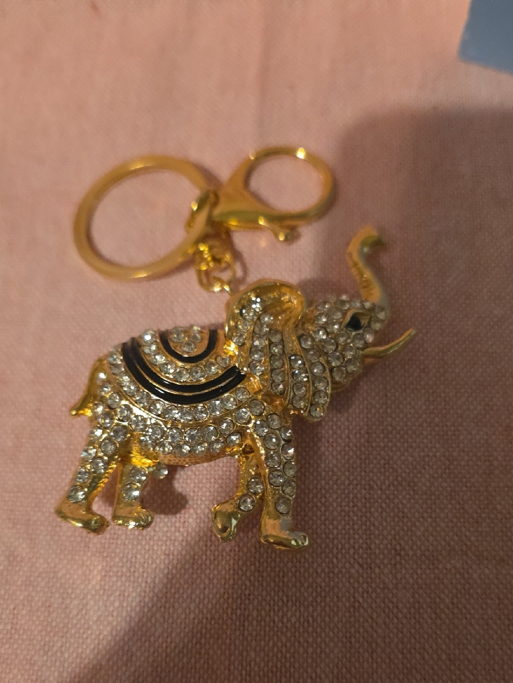 Gold Crystal Elephant Keychain Charm - Women's Jewelry